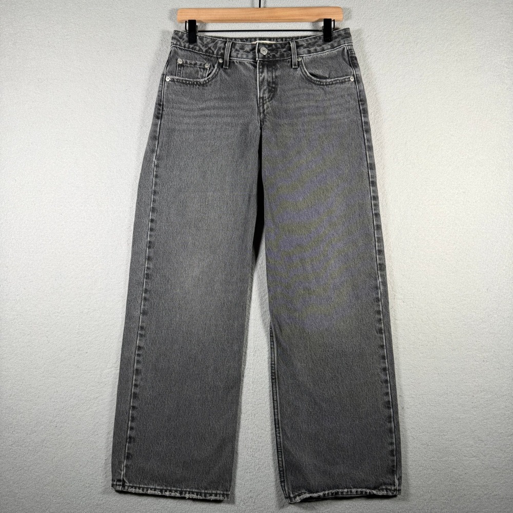 Levis Low Loose Wide Leg Jeans Faded Black Gray 26x30 A5566-0000 Womens